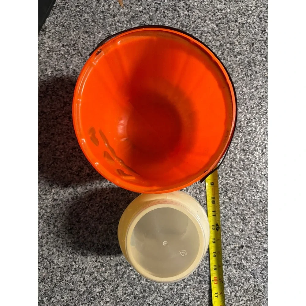 Vintage Halloween Pumpkin Blow Mold Bucket and Skull Candy Container Set